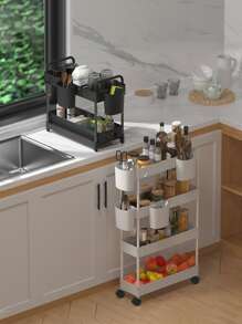 WORTHBUY 1pc Plastic Storage Rack, Modern Multifunction 3 Layer Holder For Home - White - View 2