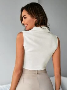 RueChic 西裝領無袖短款襯衫