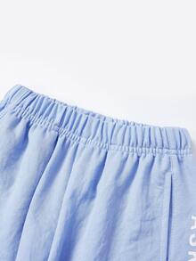 Girls Letter Graphic Contrast Mesh Joggers - Baby Blue - View 4