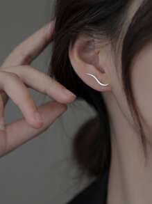 2pcs/set Minimalist Ear Climbers - Silver - View 3