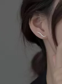 2pcs/set Minimalist Ear Climbers - Silver - View 5