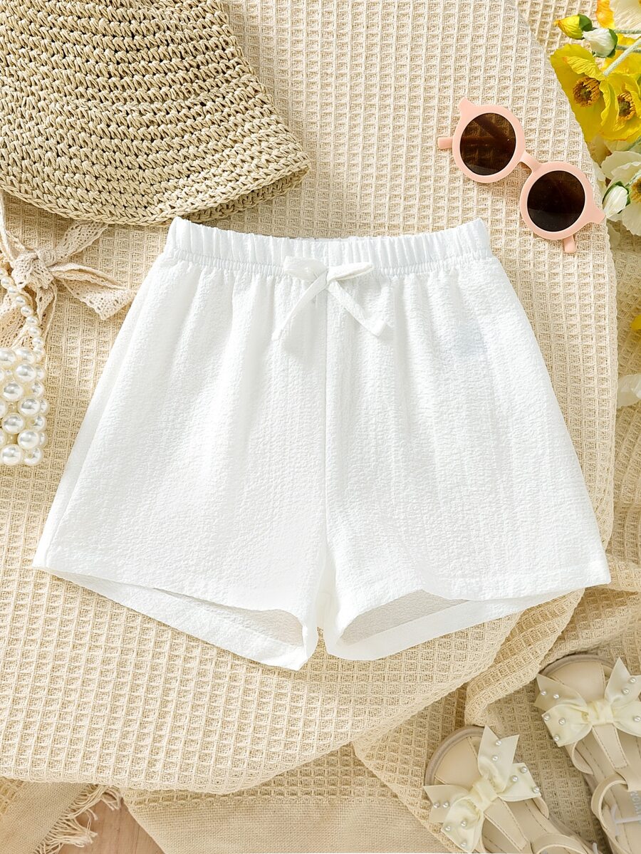 Toddler Girls Solid Knot Front Shorts - White - View 1