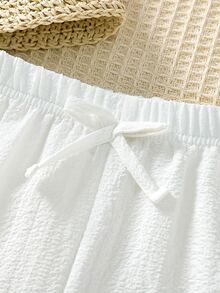 Toddler Girls Solid Knot Front Shorts - White - View 4