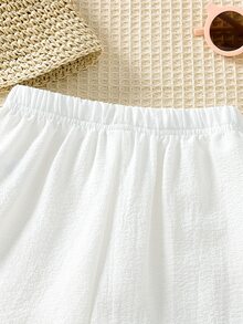 Toddler Girls Solid Knot Front Shorts - White - View 5