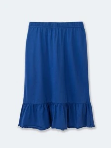 Chicas Falda ribete con fruncido bajo cruzado - Azul - Ver 2