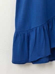 Chicas Falda ribete con fruncido bajo cruzado - Azul - Ver 5