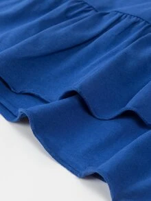 Chicas Falda ribete con fruncido bajo cruzado - Azul - Ver 6