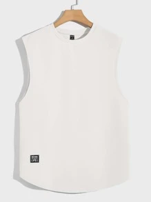 Manfinity NXTstreet Men Letter Patched Detail Tank Top - White - View 2