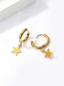 1 Pair Fashionable Classic Versatile Chic Star Design Earrings For Women - Yellow Gold - View 4
