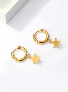 1 Pair Fashionable Classic Versatile Chic Star Design Earrings For Women - Yellow Gold - View 6