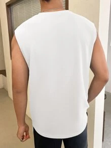 Manfinity NXTstreet Men Letter Patched Detail Tank Top - White - View 4