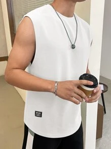 Manfinity NXTstreet Men Letter Patched Detail Tank Top - White - View 6