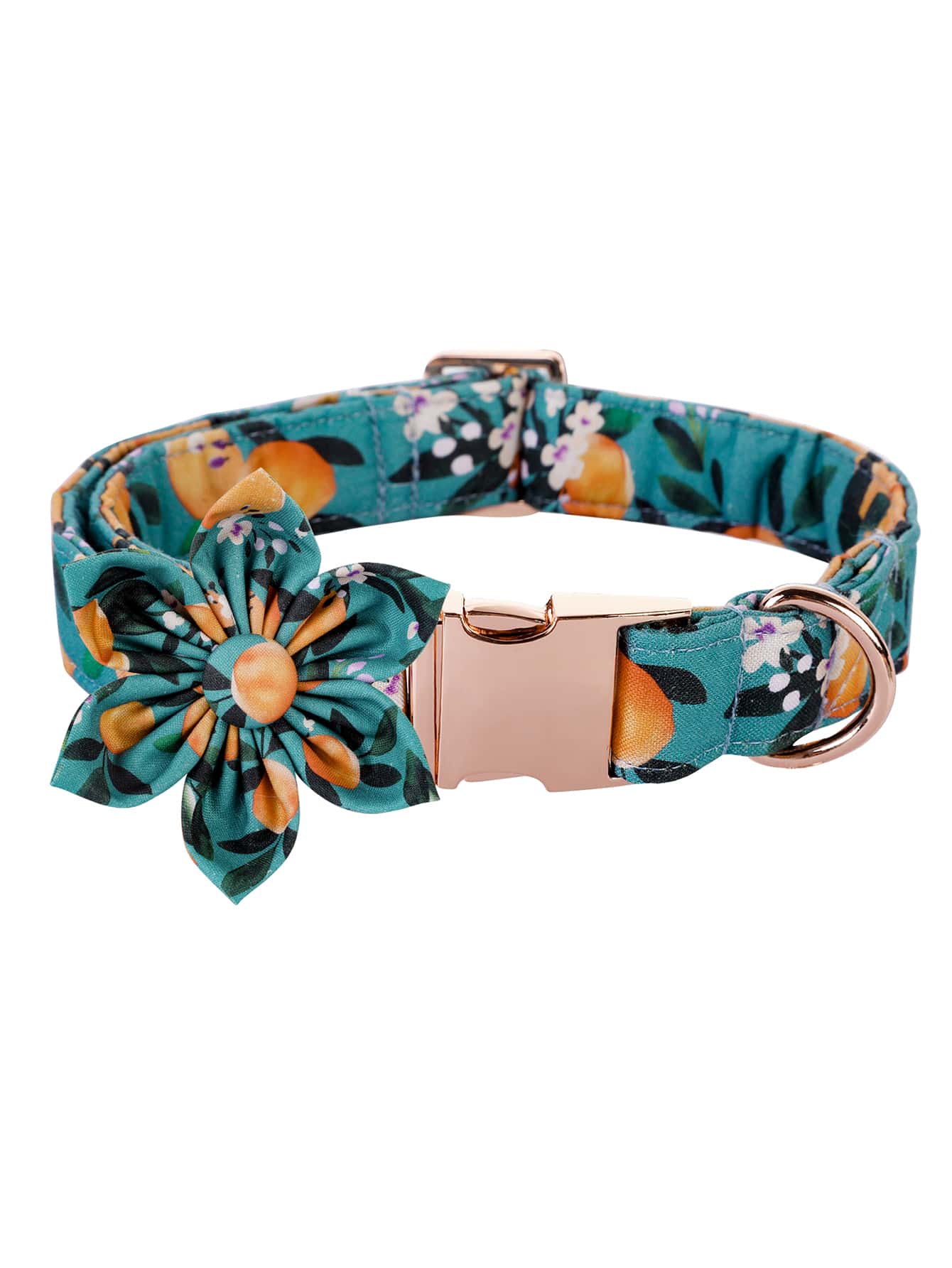 1pc Fruit Print Pet Collar & 1pc Flower - Olive Green - View 1