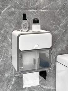 1入組PP衛生紙架簡約免打孔壁掛式壁掛式衛生間衛生紙架 - 白色 - 查看 1