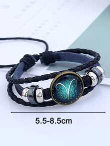 12 piezas/set Pulsera de cuerda constelación símbolo con diseño redondo - Multicolor - Ver 4