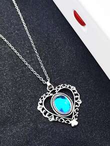 Heart Pendant Necklace - Antique Silver - View 2