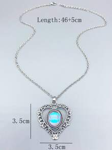 Heart Pendant Necklace - Antique Silver - View 6