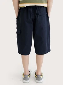 男孩側翻蓋口袋工裝短褲