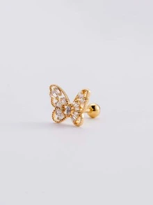 1 pieza Pendiente de tachuela con diamante de imitación con diseño de mariposa - Amarillo Oro - Ver 2