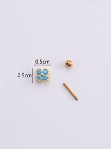 1入組水鑽裝飾耳釘 - 金黃色 - 查看 3