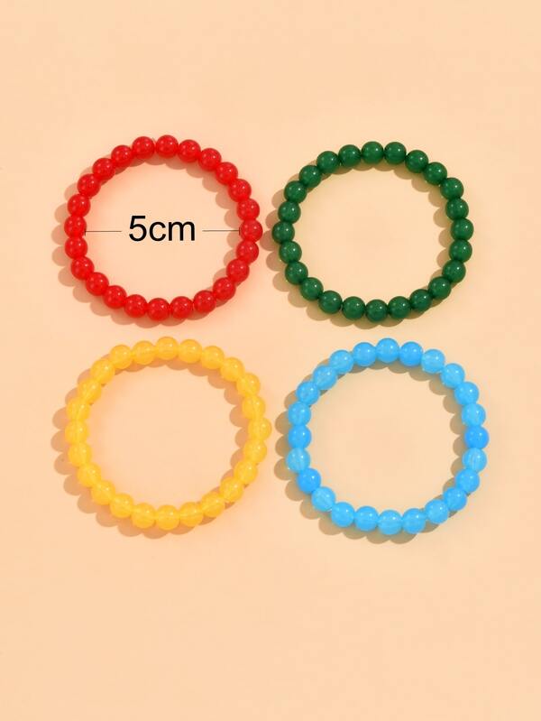 4pcs/set Minimalist Beaded Bracelet SHEIN USA