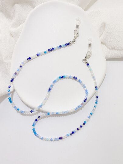 1pc Women Color Block Beaded Face Covering Chain For Decoration