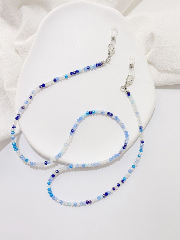 1入組女士撞色串珠口罩鏈適用於裝飾用品