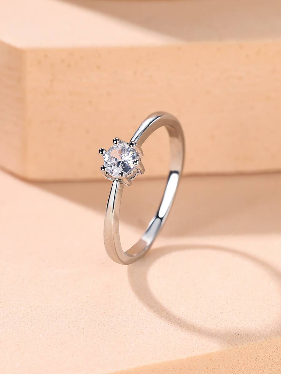 Nhẫn Trang Trí Đá Cubic Zirconia - Bạc - Xem 1