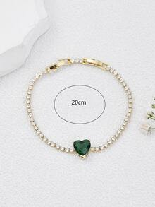 Cubic Zirconia Heart Decor Bracelet - Multicolor - View 4