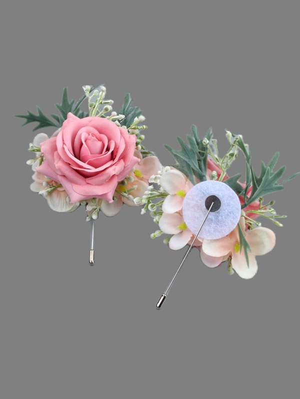 1pc Plastic Boutonniere, Artificial Flower Decor Corsage For Wedding