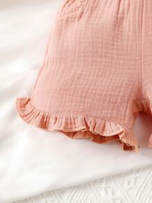 Bebé Shorts bajo con fruncido con bolsillos oblicuos fruncido bajo con fruncido