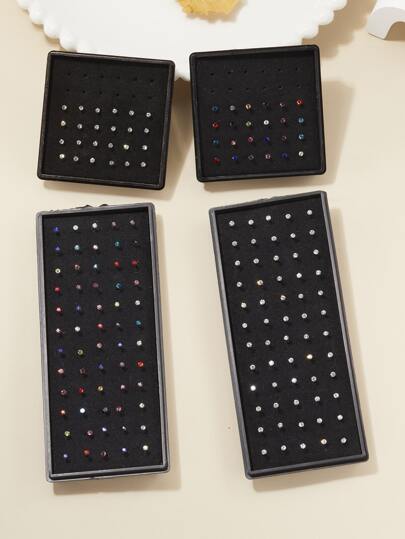 مجوهرات زينة أنف أسلوب أساسي فولاذ غير قابل للصدأ زخرفة مكعب زركونيا للنساء مع 1 صندوق بنات