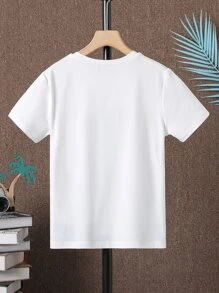 Boys Tropical Print Tee - Blue and White - View 2