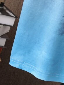 Boys Tropical Print Tee - Blue and White - View 4