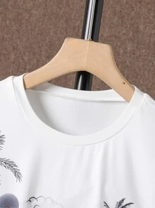 Boys Tropical Print Tee - Blue and White - View 5