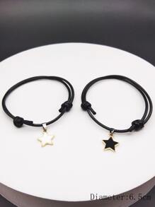 1 cặp Mặt dây chuyền hình cáo bện bằng da Pu thủ công có thể điều chỉnh cho nam và nữ, thích hợp để đeo hàng ngày và các dịp lễ hội - Đen và trắng - Xem 6