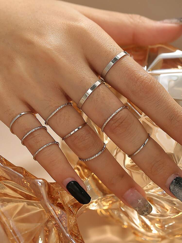  Shine　10個セット 10pcs/set Minimalist Ring | SHEIN