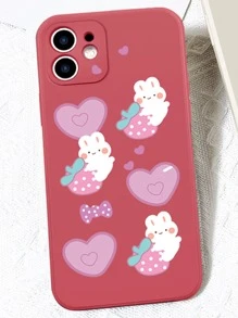 Cartoon Rabbit Pattern Phone Case - Red - View 2