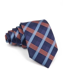 ZLQ&GOU 1 chiếc cà vạt nam họa tiết hình học, kiểu dáng cổ điển, thời trang, phù hợp cho các buổi họp mặt công sở và tiệc tùng. - Màu xanh lam - Xem 6