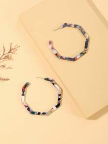 Graphic Geometric Design Earrings - Multicolor - View 2