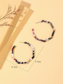 Graphic Geometric Design Earrings - Multicolor - View 3