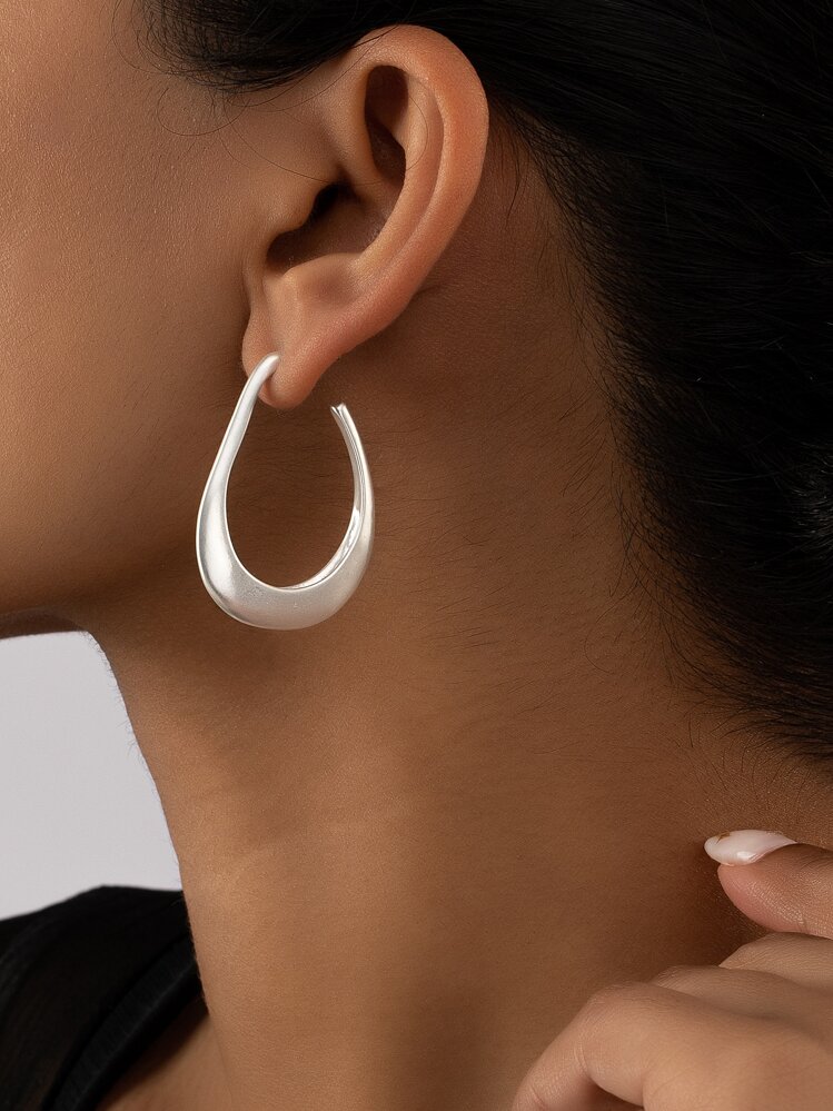 Brincos de argola minimalista - Prata - Visão 1