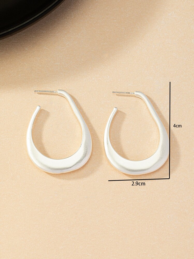 Brincos de argola minimalista - Prata - Visão 3