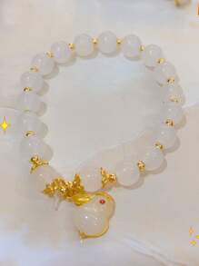 Cartoon Rabbit Charm Beaded Bracelet - Multicolor - View 3