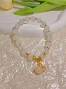 Cartoon Rabbit Charm Beaded Bracelet - Multicolor - View 4