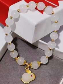 Cartoon Rabbit Charm Beaded Bracelet - Multicolor - View 5