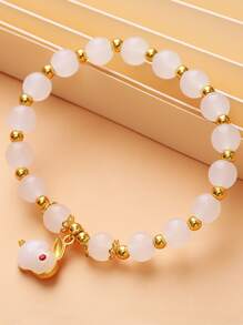 Cartoon Rabbit Charm Beaded Bracelet - Multicolor - View 8