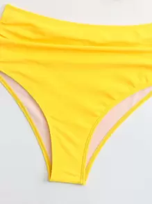 SHEIN Swim 夏季海灘荷葉邊高腰加壓比基尼泳裝套裝