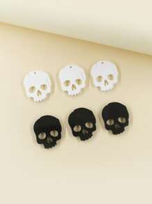 6pcs Skull DIY Pendant - Black and White - View 1