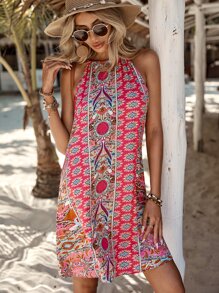 SHEIN VCAY 滿版印花繞頸洋裝 - 彩色 - 查看 5